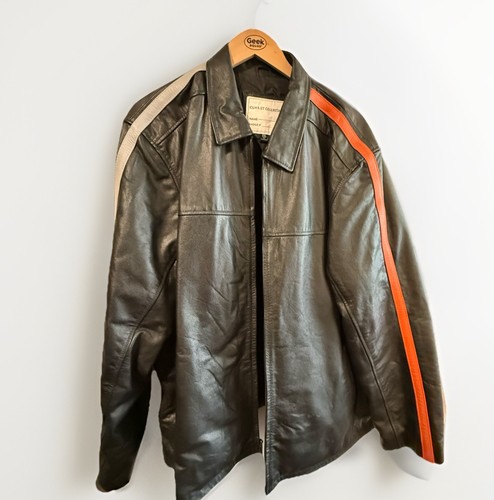 Geek squad black leather zip - geek,