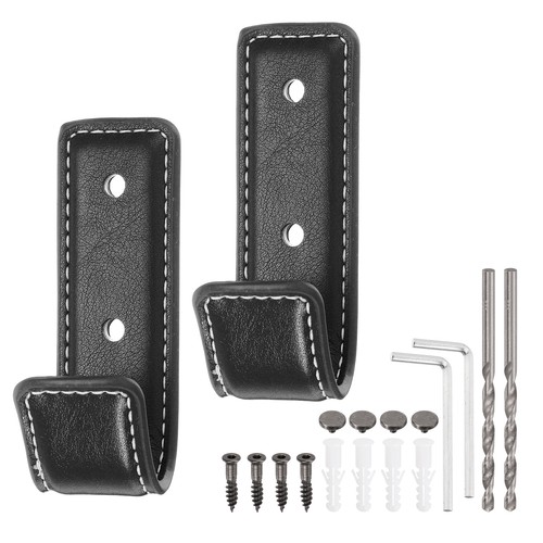2pcs black leather coat - leather, hooks