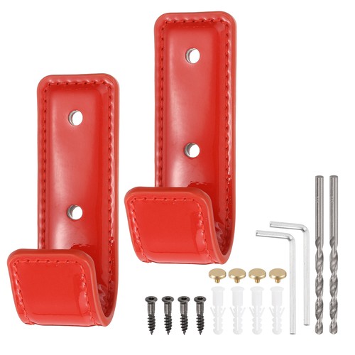2pcs red leather coat hooks - coat,